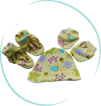 Babyhug 100% Cotton Knit Cap Mittens & Booties Floral Print - Pink main image 0