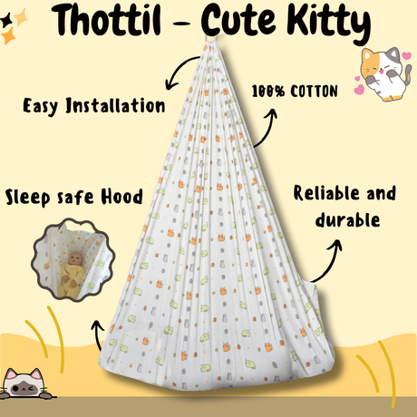 Pure Cotton Sleep Safe Thottil - Cute Kitty