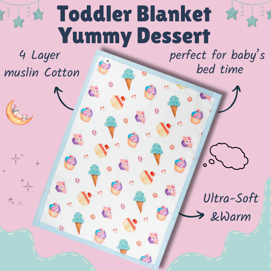 Premium Muslin Toddler Blanket (4 layers) - Yummy Dessert