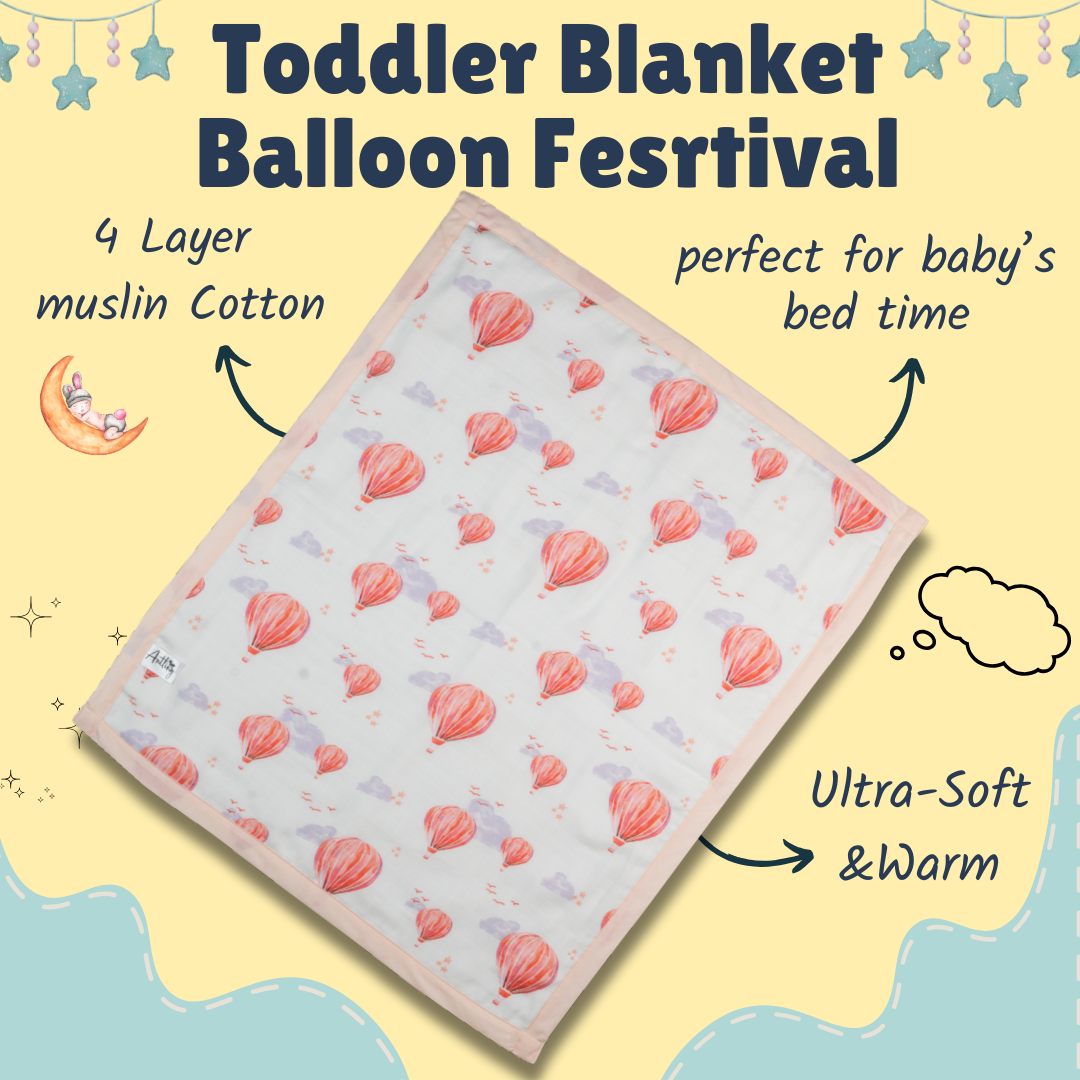 Premium Muslin Toddler Blanket (4 layers) - Balloon Festival