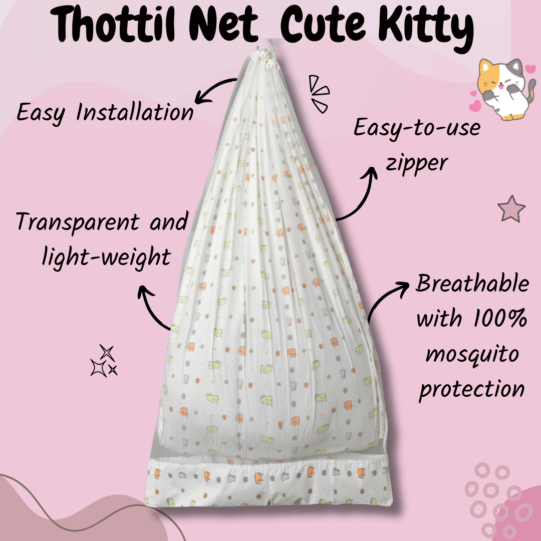 Thottil Mosquito Net - Cute Kitty