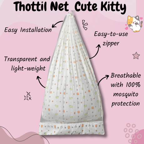 Thottil Mosquito Net - Cute Kitty