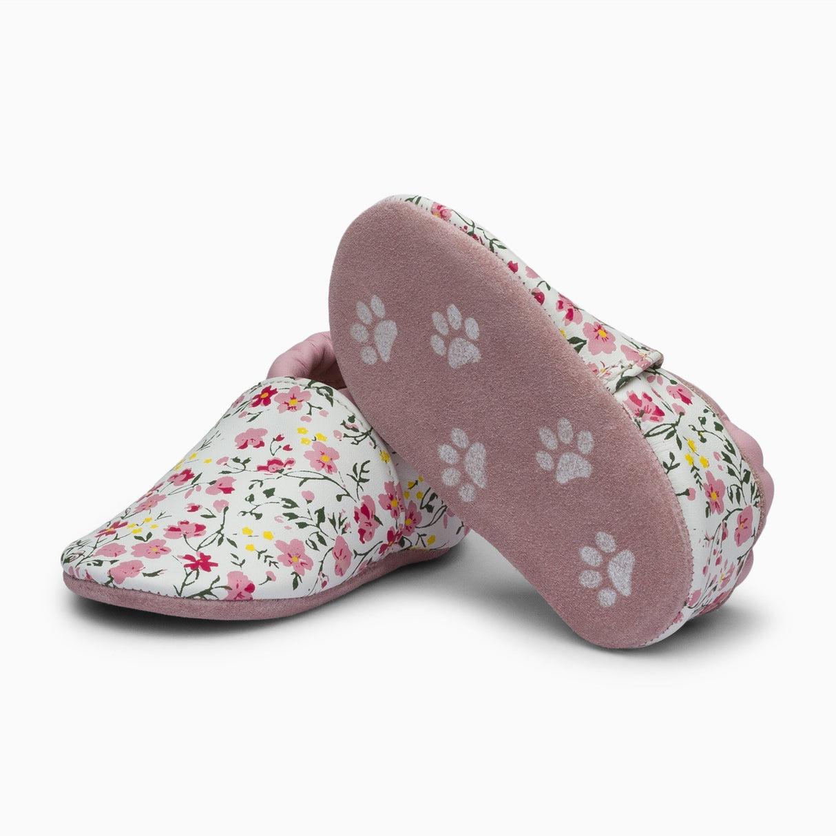 Pink Flowers Leather Baby Shoe