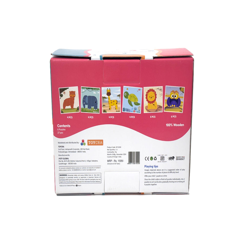 Open Ended Toddler's First 6 In 1 Puzzle - Animals-Puzzles-Open Ended-Toycra