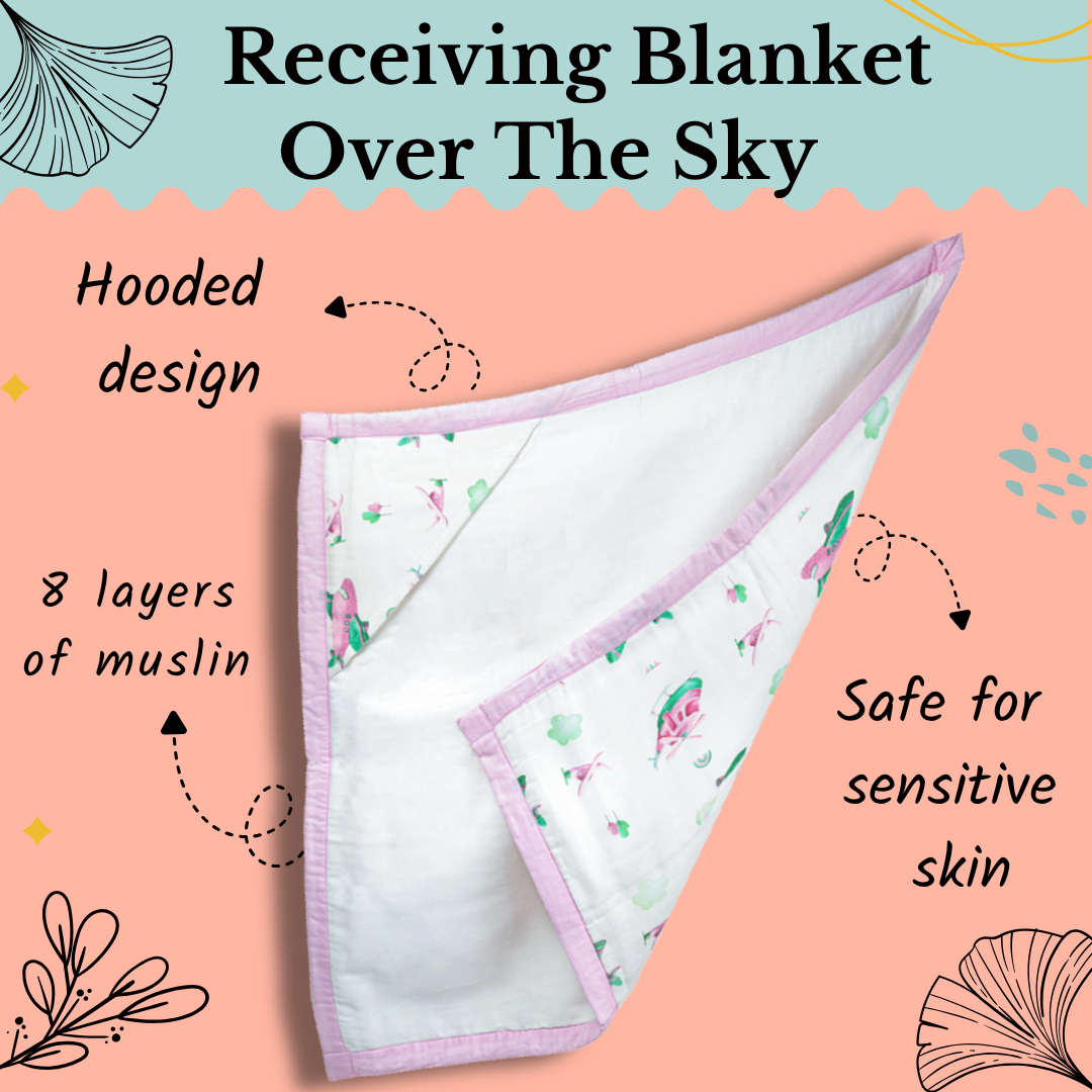 Premium 8 Layers Muslin Receiving Blanket - Over The Sky