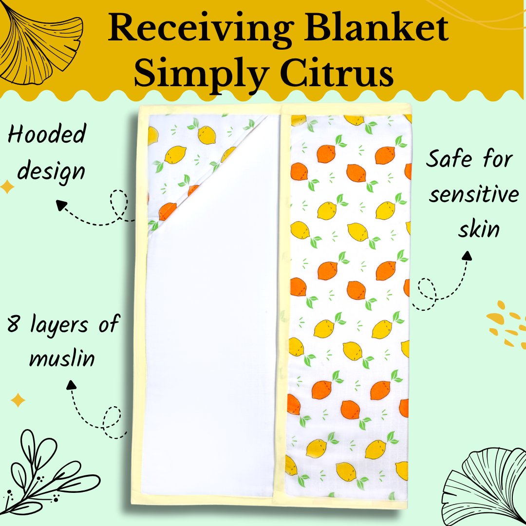 8 Layers Muslin Receiving Blanket - Simply Citrus