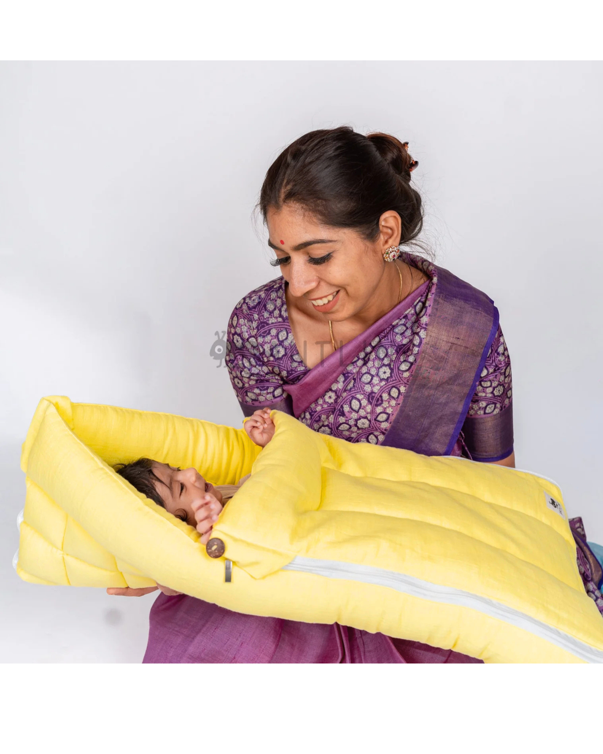 SoftNest - Premium Muslin Baby Nest cum Bed Set - Yellow