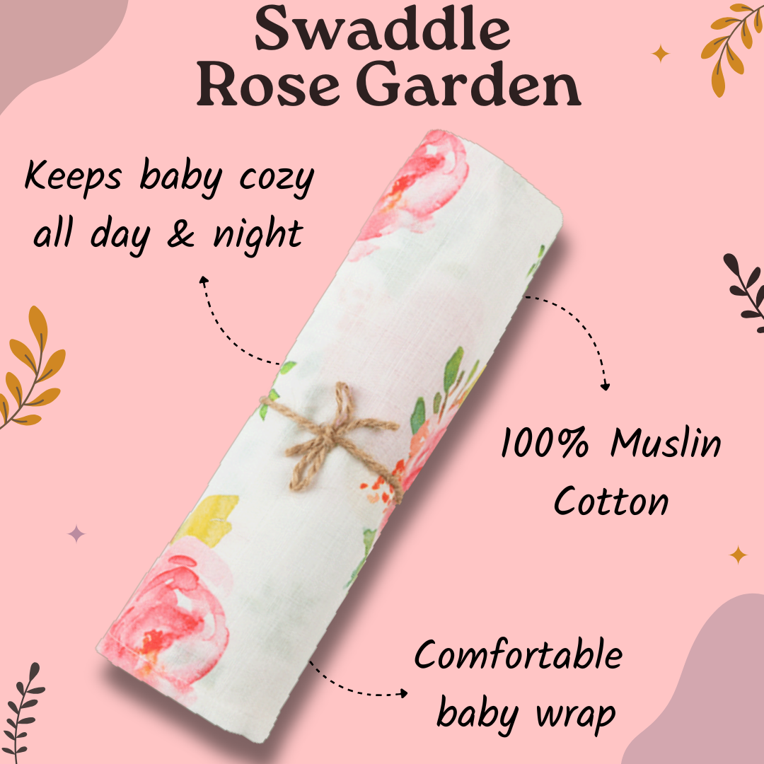 Premium Muslin Swaddle- Rose Garden