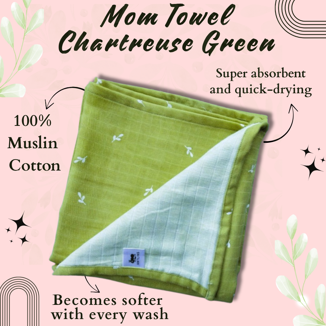 2 Layers Muslin Towel for Moms - Chartreuse Green
