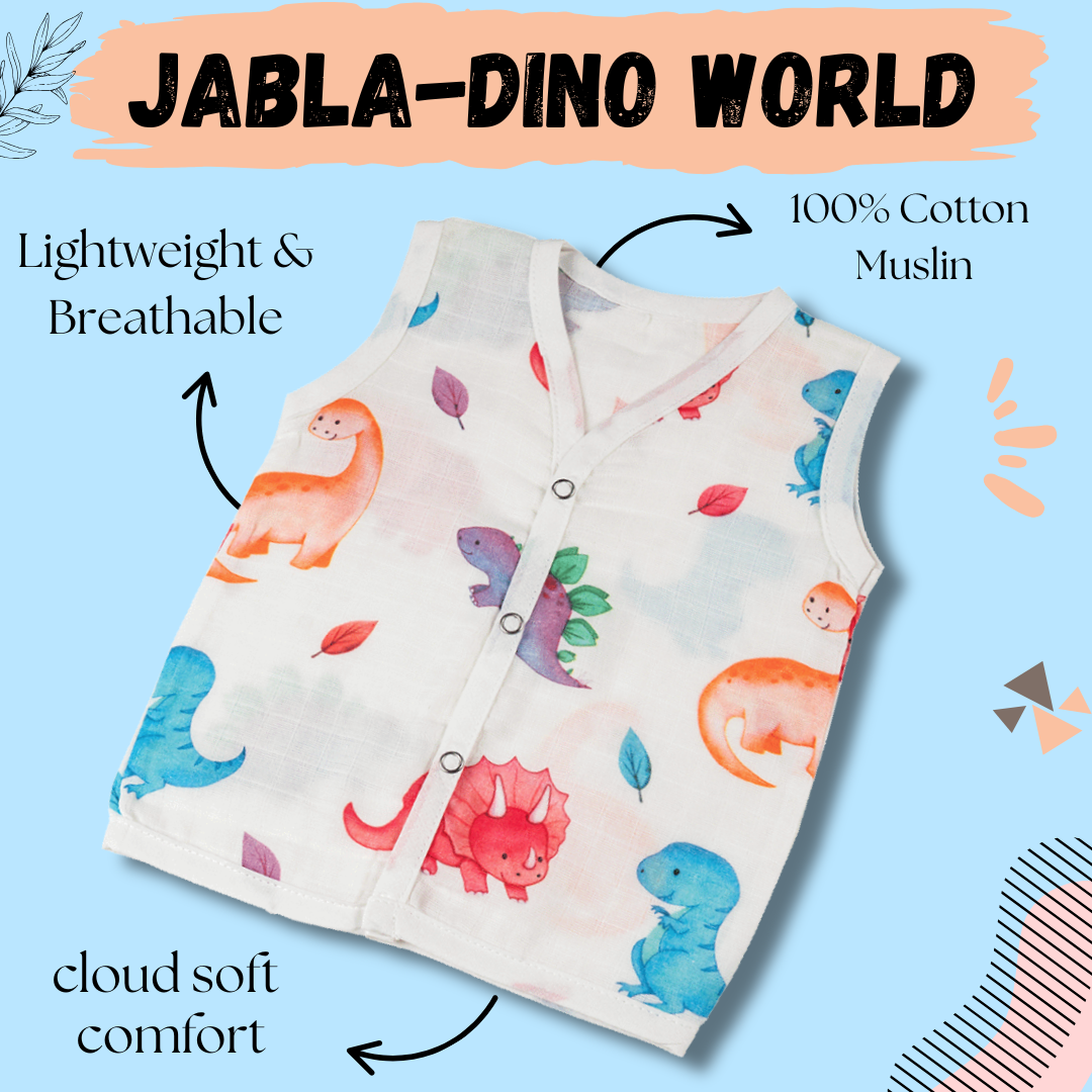 Premium Muslin Jabla - Dino World