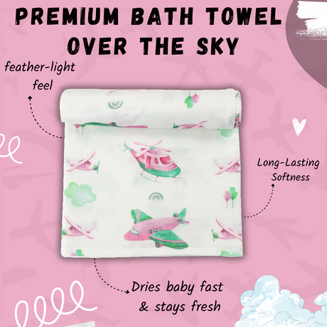 Premium Muslin Baby Bath Towel - Over The Sky
