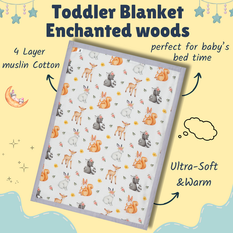 Premium Muslin Toddler Blanket (4 layers) - Enchanted Woods