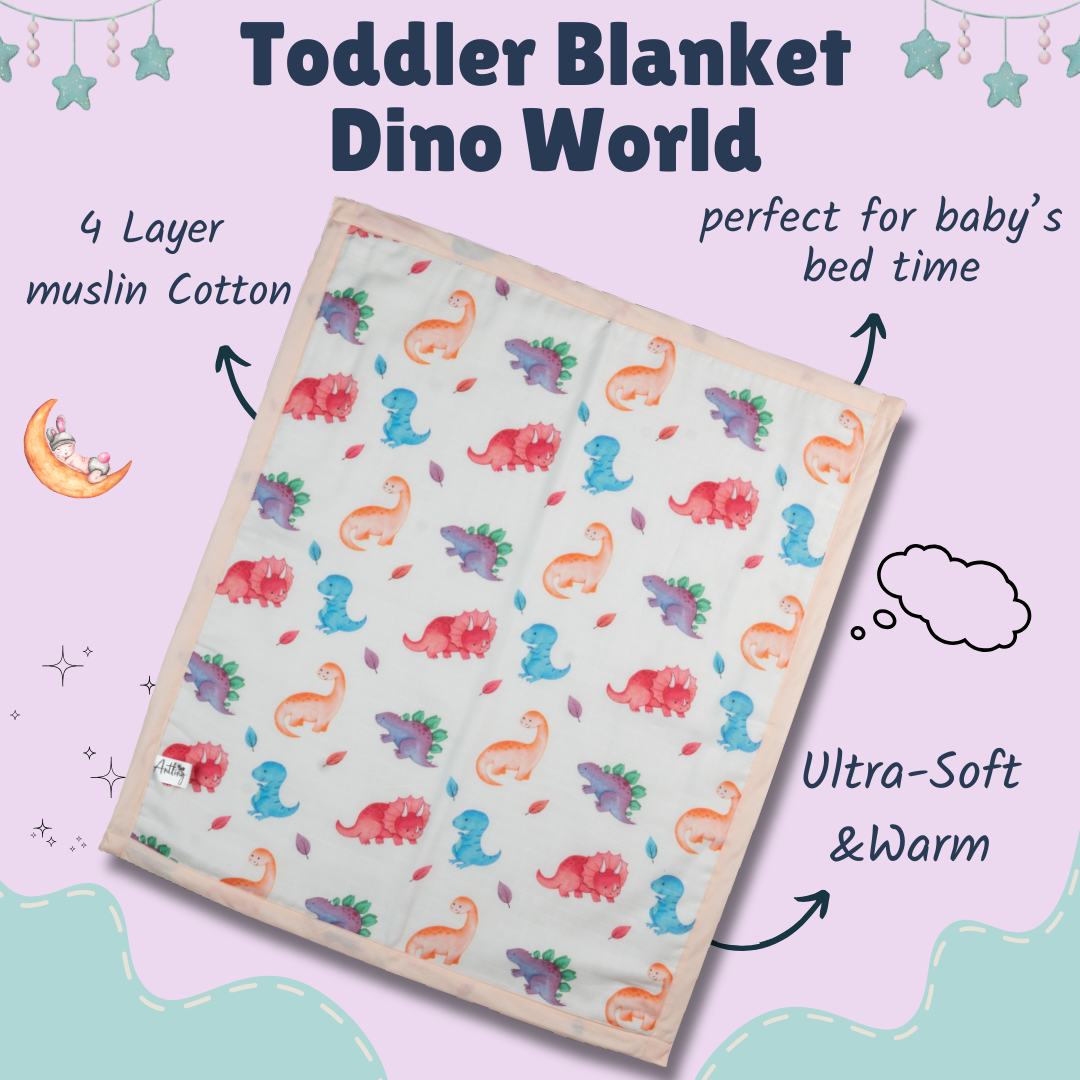 Premium Muslin Toddler Blanket (4 layers) - Dino World