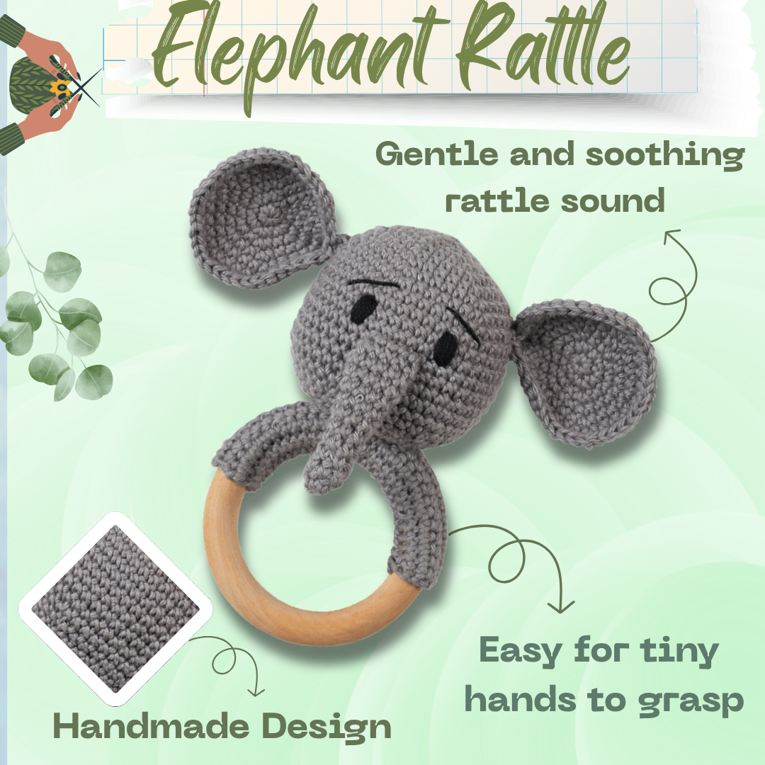 Handmade Crochet Elephant Rattle