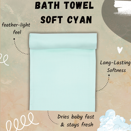 Muslin Baby Bath Towel - Soft Cyan