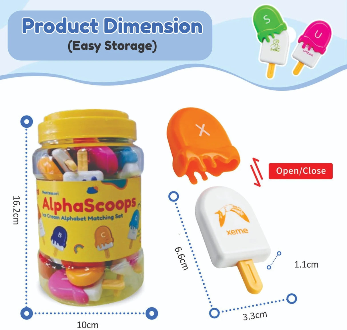 Alpha Scoops Ice Cream Montessori Alphabet Matching Game (52 pcs)