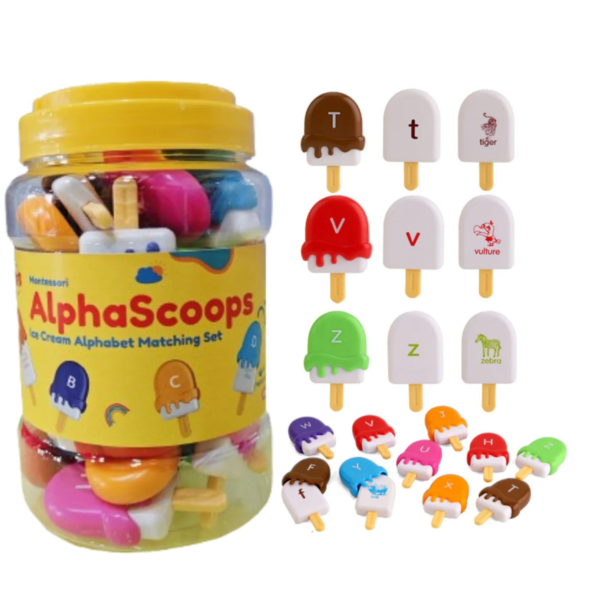 Alpha Scoops Ice Cream Montessori Alphabet Matching Game (52 pcs)