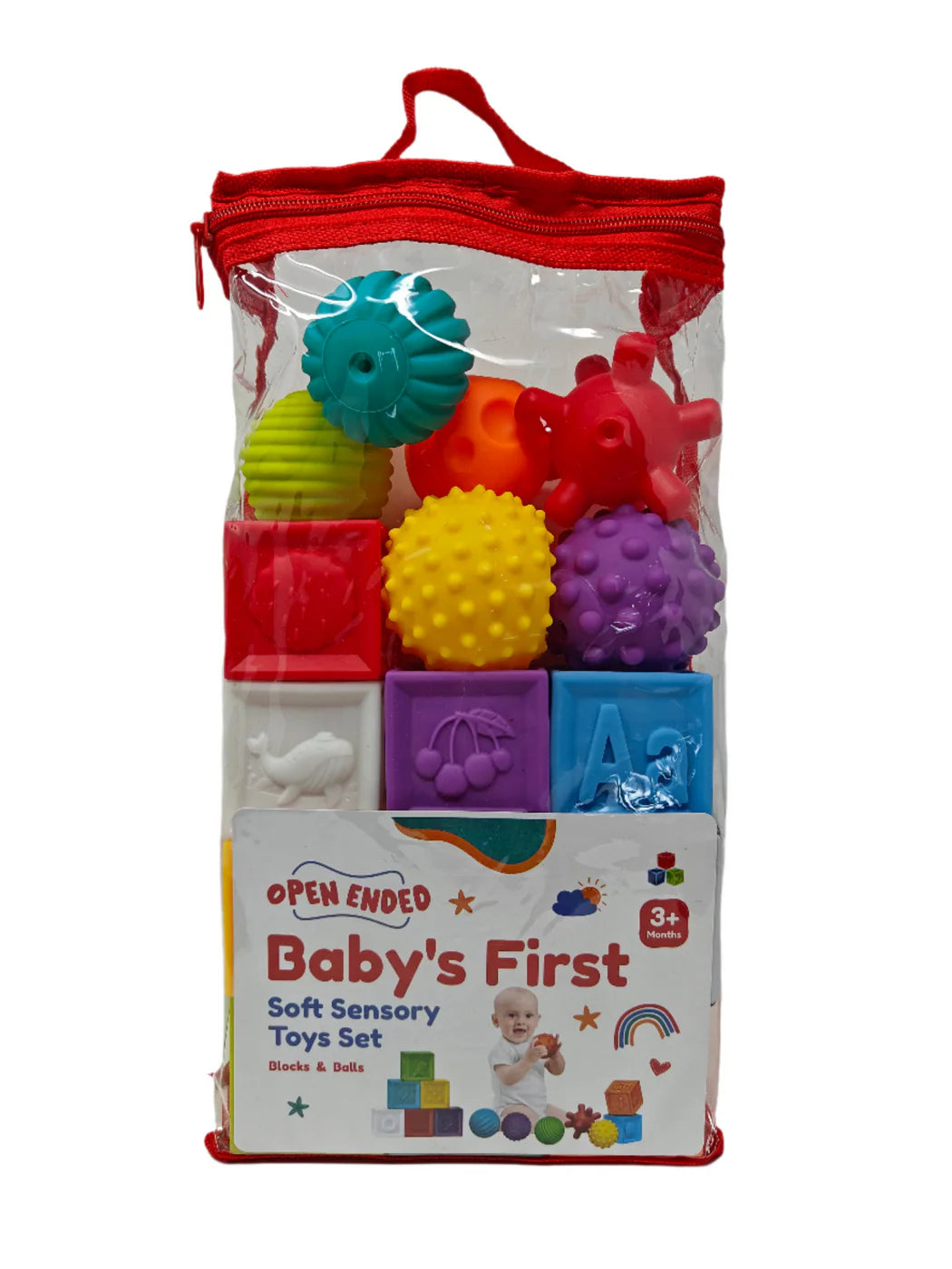 Baby's First Soft Sensory Toy Set -Balls & Blocks (14 Pieces)