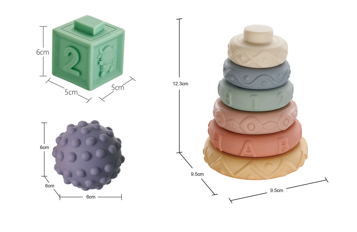 Baby's First Soft Sensory Toy Set -Blocks, Balls & Stacker (23 Pieces)