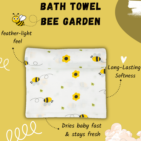 Muslin Baby Bath Towel - Bee Garden