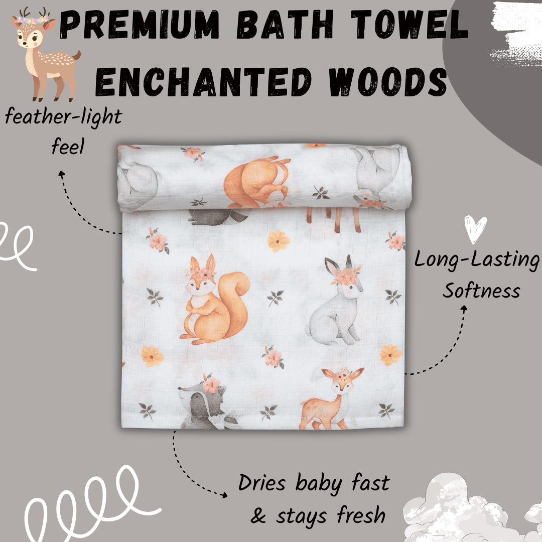 Premium Muslin Baby Bath Towel - Enchanted Woods