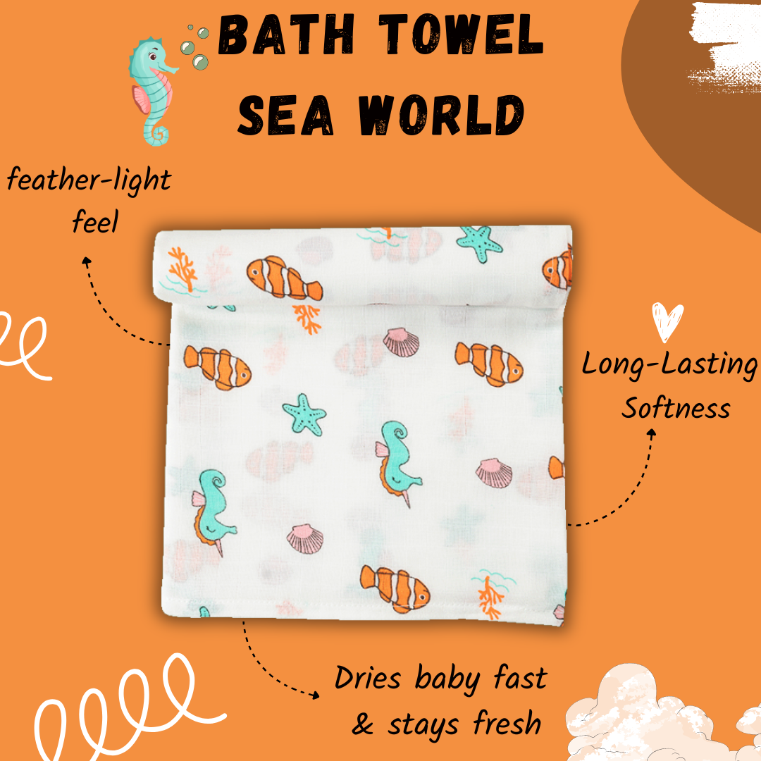 Muslin Baby Bath Towel - Sea World