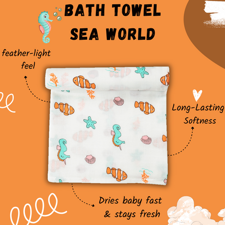 Muslin Baby Bath Towel - Sea World