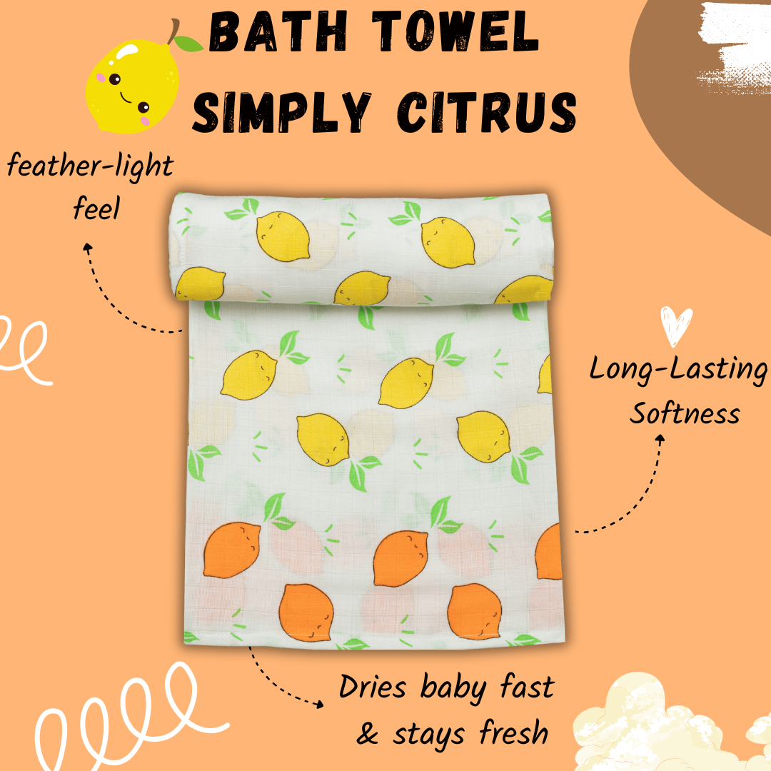 Muslin Baby Bath Towel - Simply Citrus