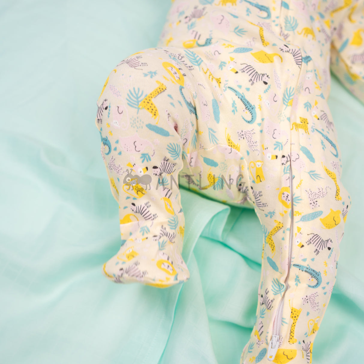 Footed Rompers - Yellow Jungle