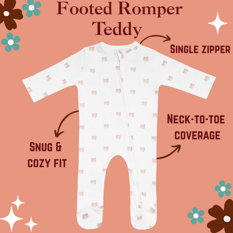 Footed Rompers -Teddy