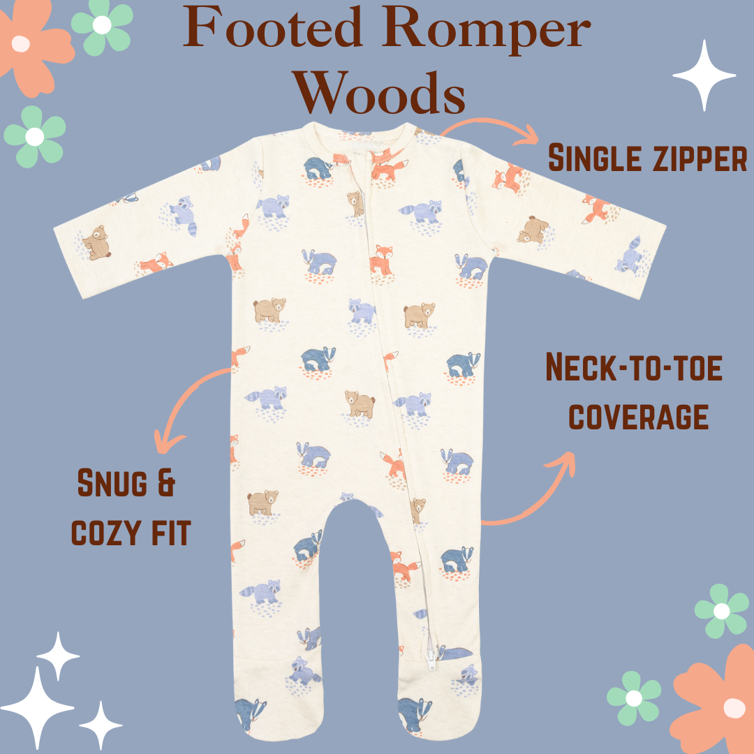 Footed Rompers - Woods