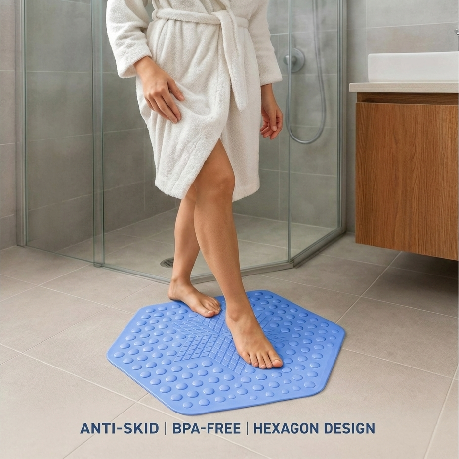 Anti Slip Bathroom Mat for Pregnant Moms and Kids | Hexagonal