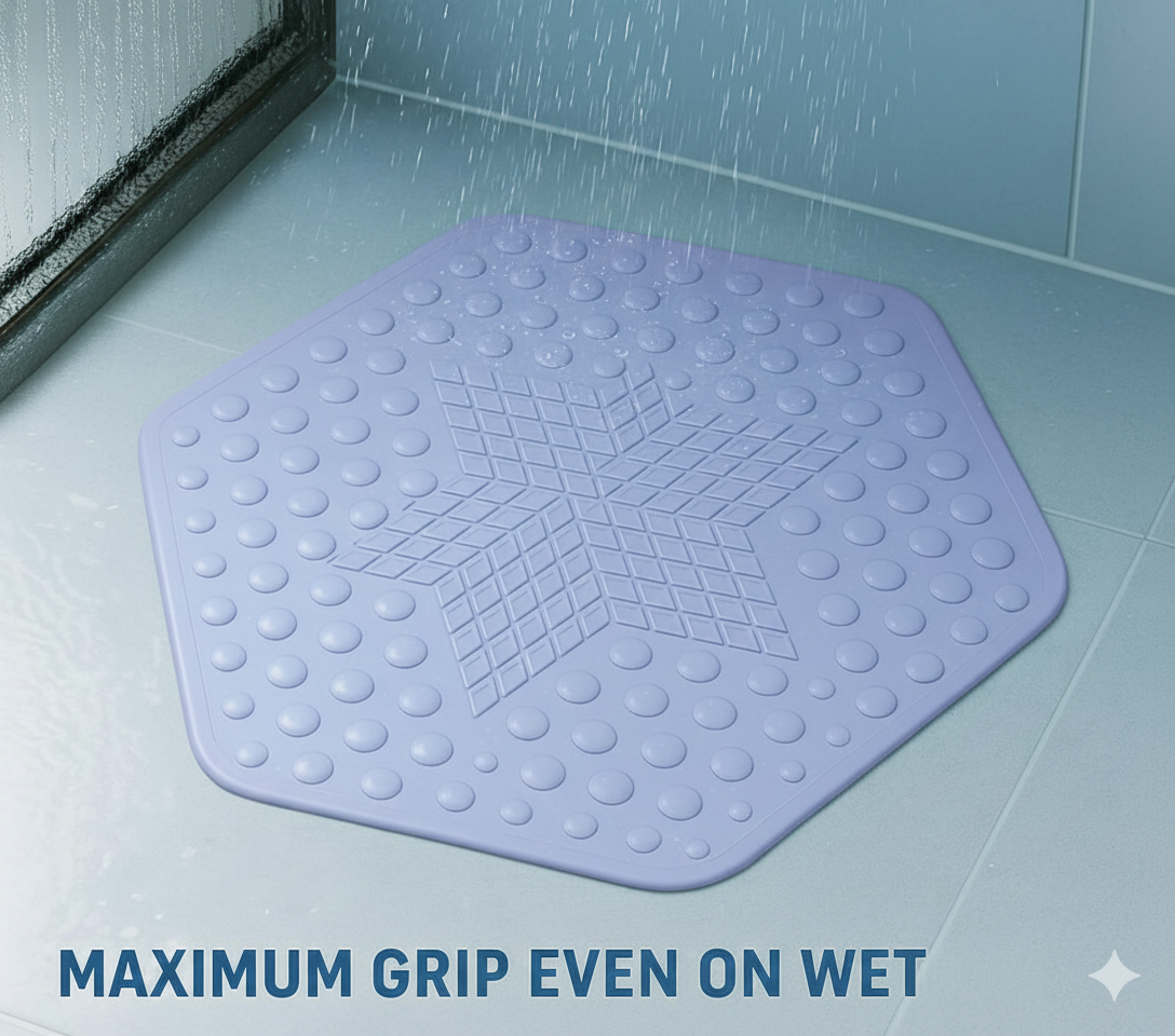 Anti Slip Bathroom Mat for Pregnant Moms and Kids | Hexagonal