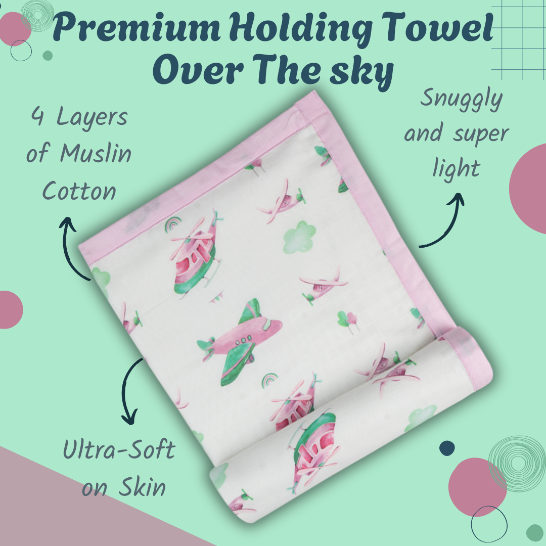 Premium 4 Layers Muslin Holding Towel - Over The Sky