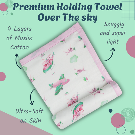 Premium 4 Layers Muslin Holding Towel - Over The Sky