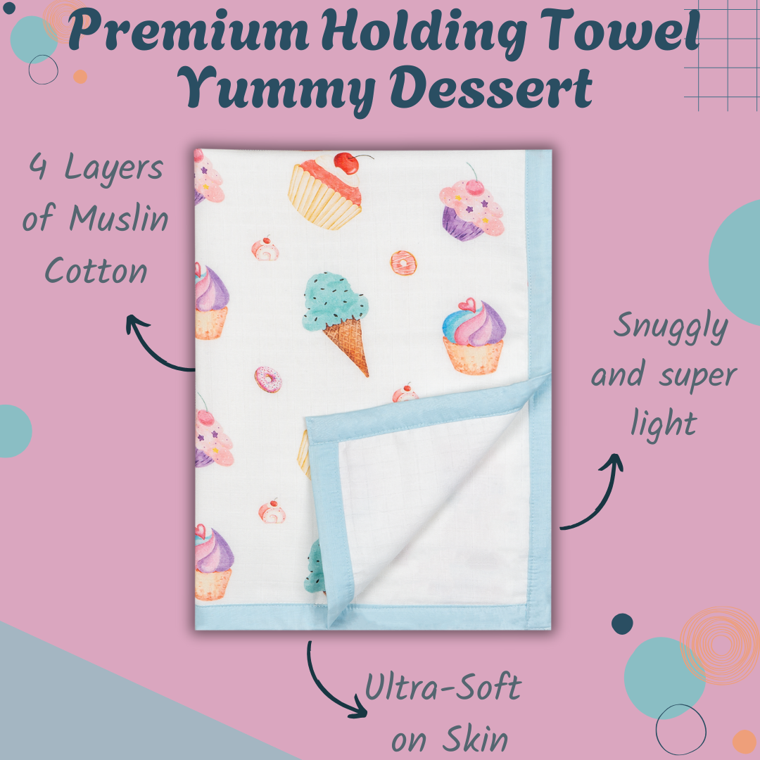 Premium 4 Layers Muslin Holding Towel - Yummy Dessert