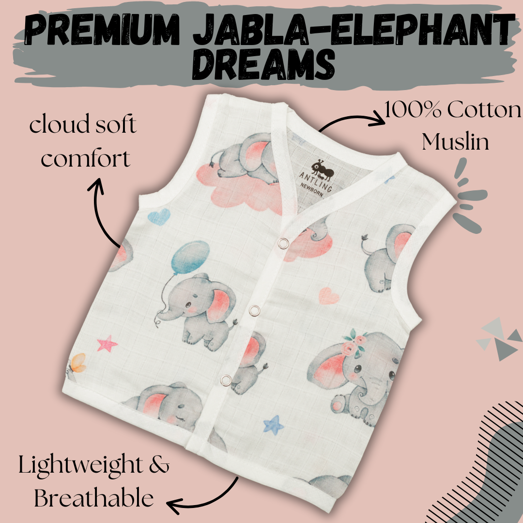 Premium Muslin Jabla - Elephant Dreams