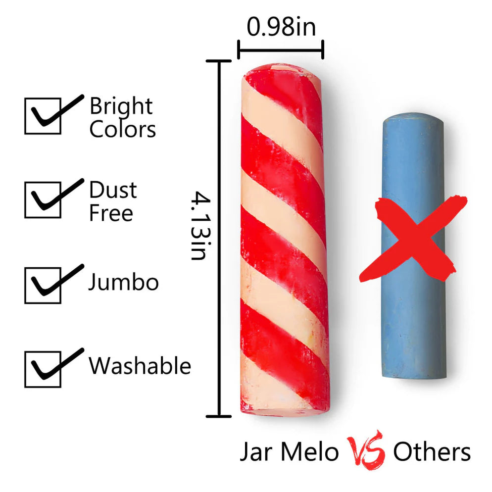 Jar Melo Jumbo Sidewalk Chalk - 24 Colors Kit with 2 Holder