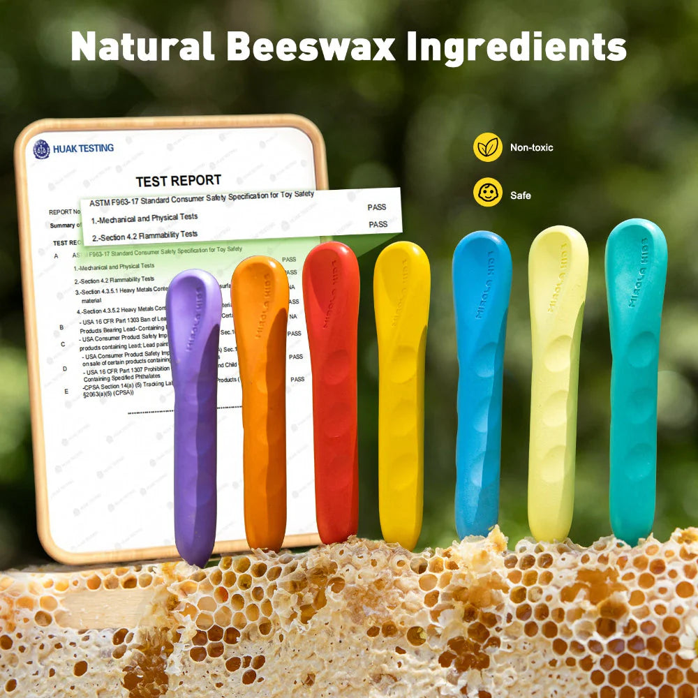 Jar Melo Mess Free Easy Grip Beeswax Crayons- 12 Colors