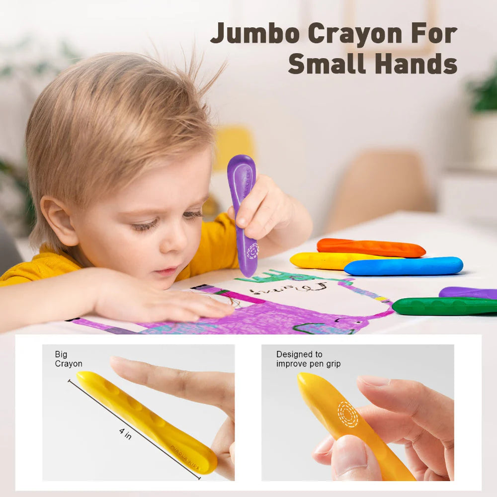 Jar Melo Mess Free Easy Grip Beeswax Crayons- 12 Colors