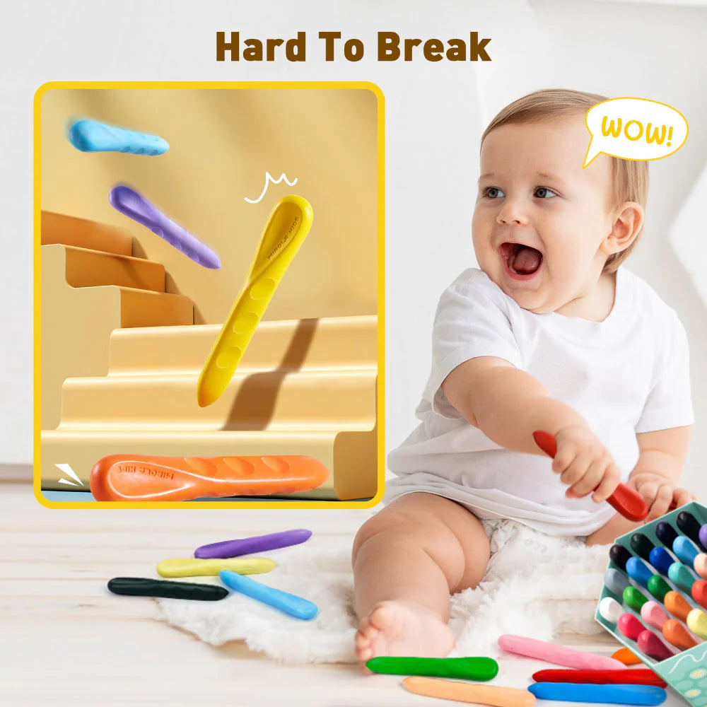 Jar Melo Mess Free Easy Grip Beeswax Crayons- 12 Colors