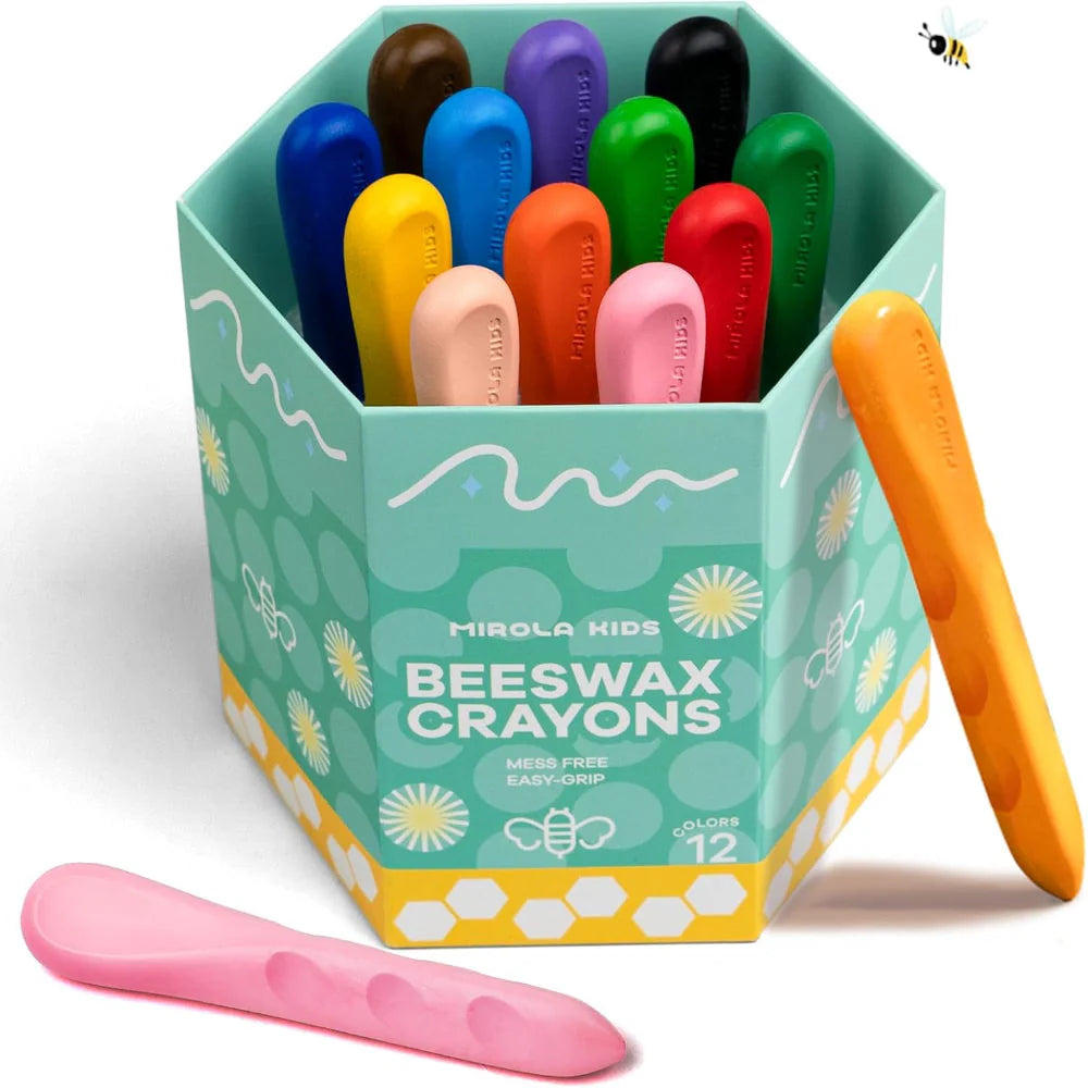 Jar Melo Mess Free Easy Grip Beeswax Crayons- 12 Colors