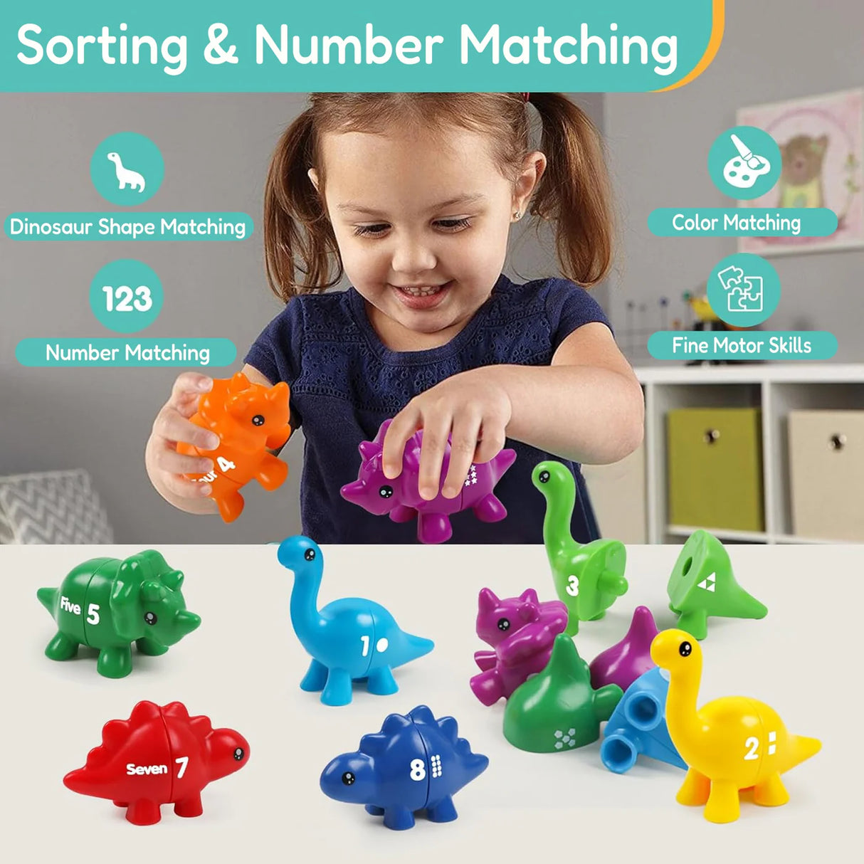 JurassiCount-Montessori Dinosaur Number Matching Set (20 pcs)
