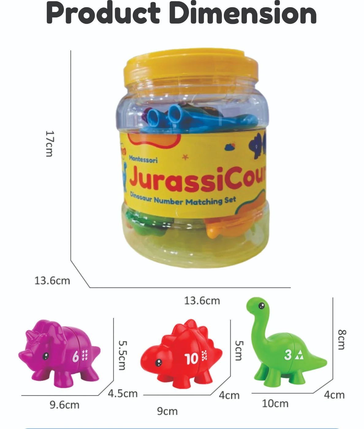 JurassiCount-Montessori Dinosaur Number Matching Set (20 pcs)