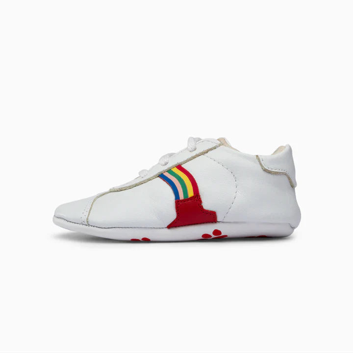 Rainbow Leather Baby Shoe - White