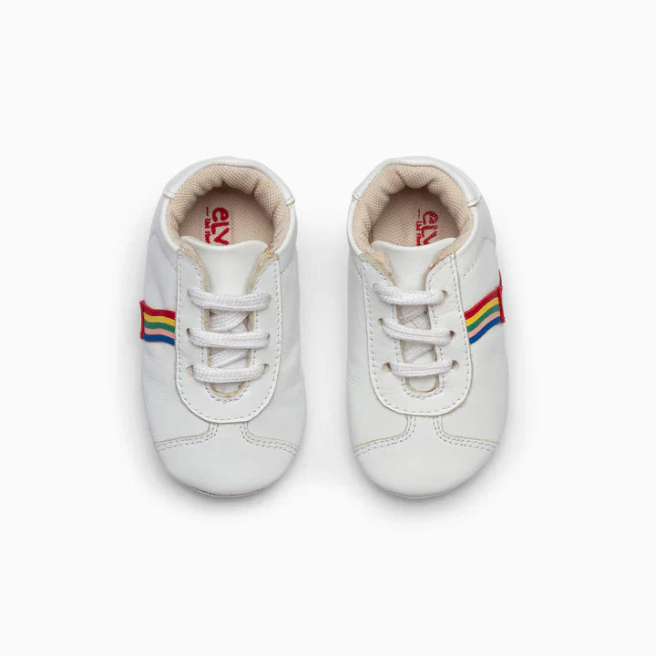 Rainbow Leather Baby Shoe - White
