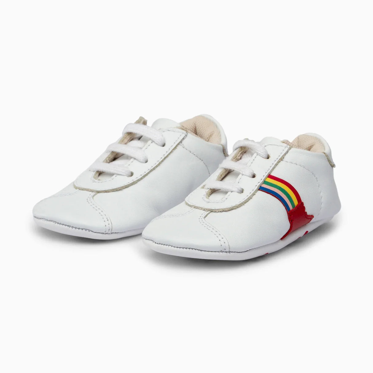 Rainbow Leather Baby Shoe - White