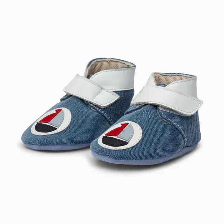 Boats Leather Baby Shoe - Blue