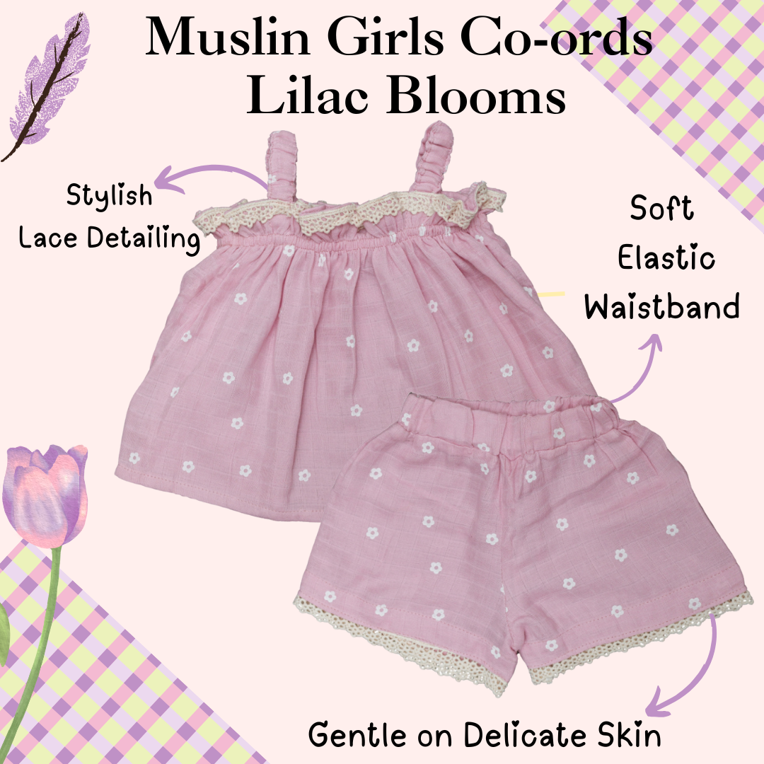 Muslin Girls Co-ords - Lilac Blooms