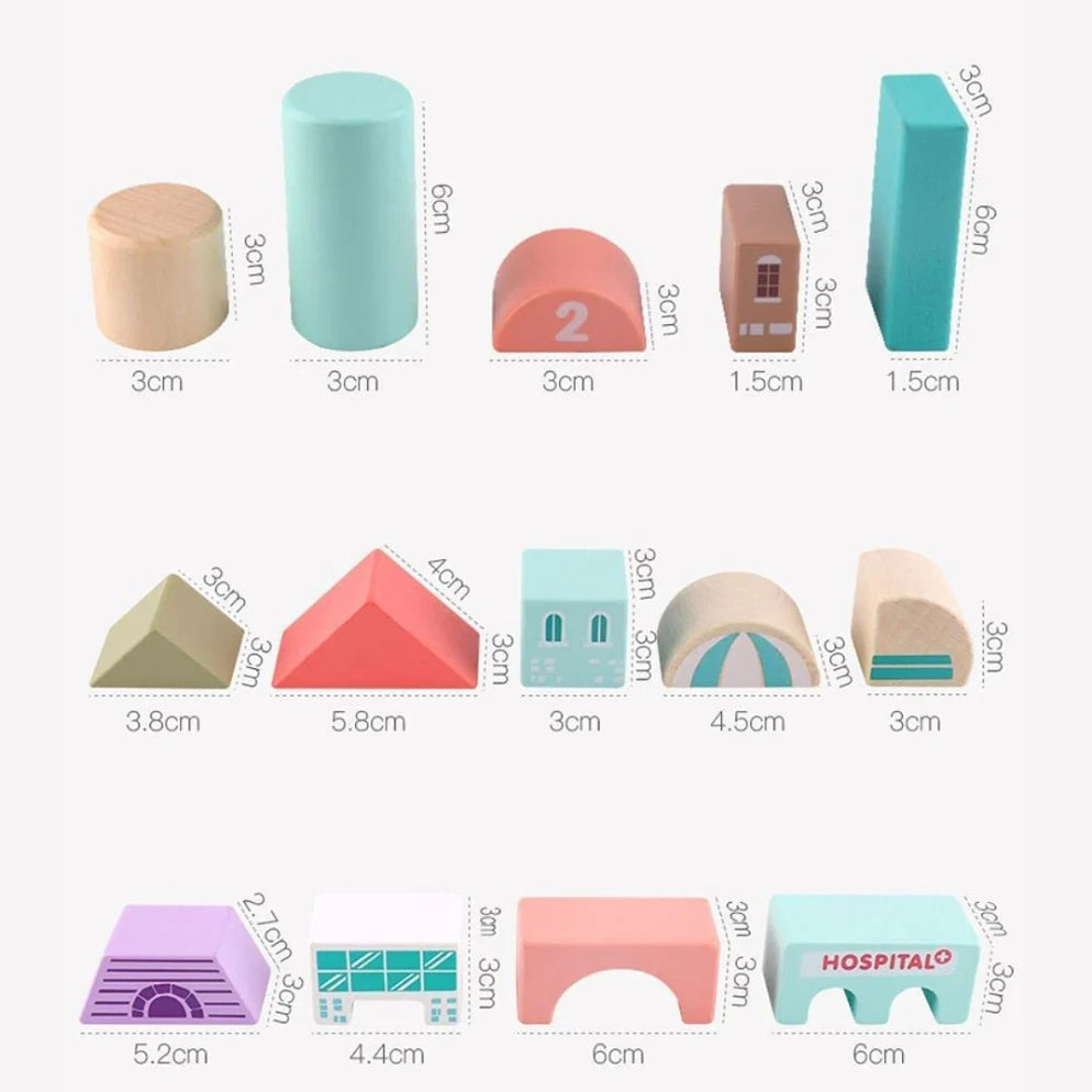 Open Ended 115 Pieces Wooden City Building Blocks